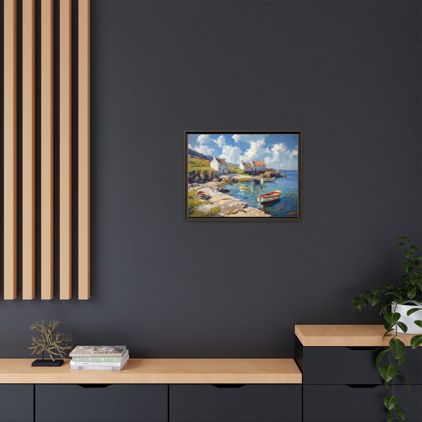 Island Harbour Coastal Landscape - Serene Wall Art Print for Home Décor