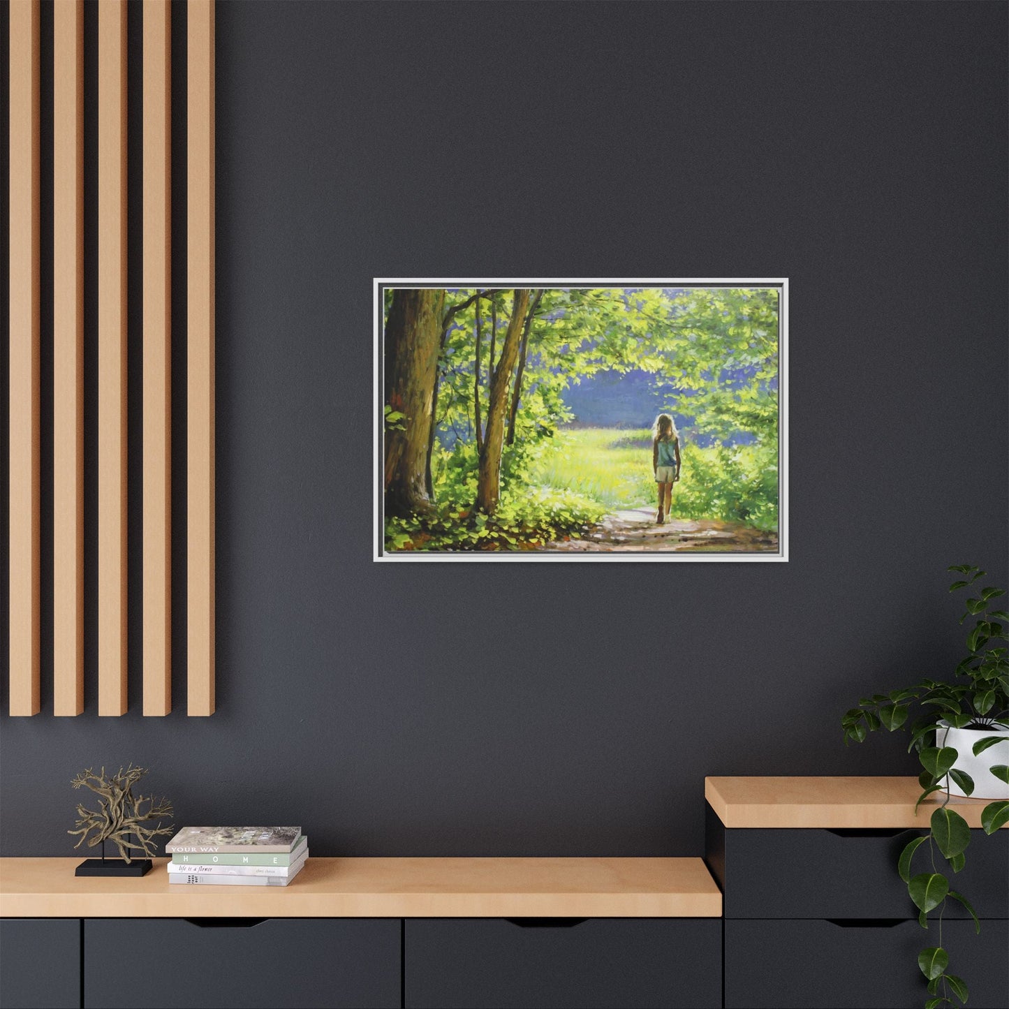 INTO THE LIGHT 11 – A captivating artwork featuring a luminous scene that evokes a sense of depth, movement, and serenity, framed in premium pinewood for timeless décor.