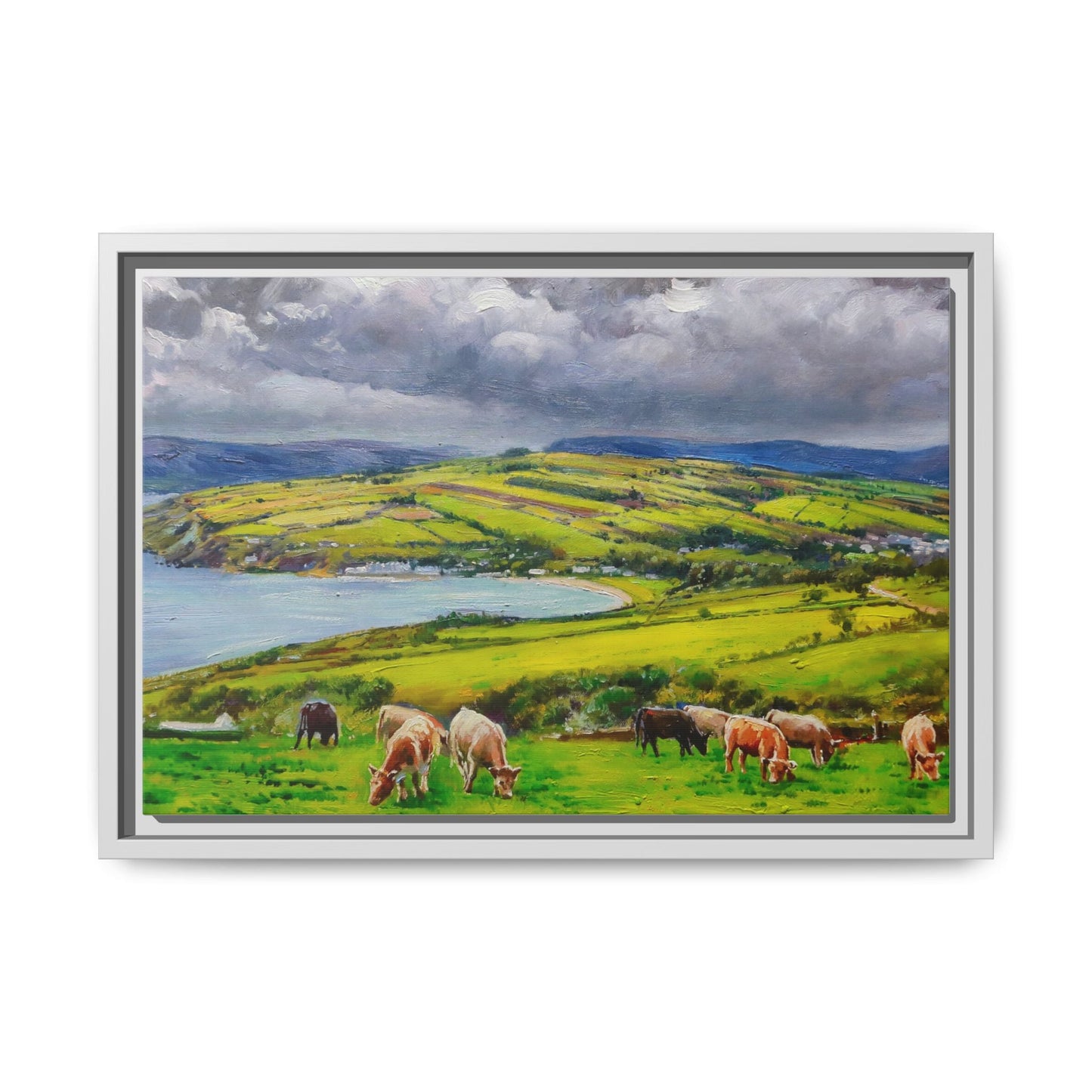 Cushendun Hills wall art showcasing rolling hills and scenic Irish landscapes, framed in high-quality materials for an elegant look.Cushendun Hills wall art showcasing rolling hills and scenic Irish landscapes, framed in high-quality materials for an elegant look.