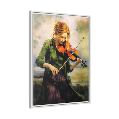 Young Girl with Fiddle wall art featuring a young musician playing the fiddle, printed on high-quality canvas for timeless and elegant décor.