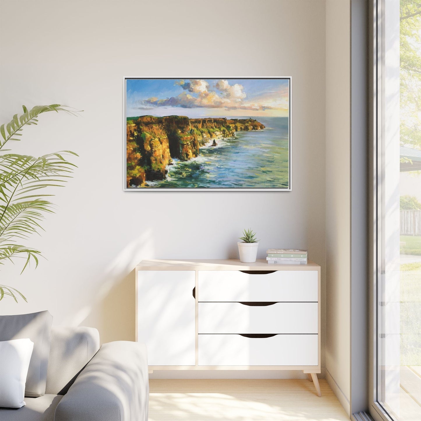 Cliffs of Moher wall art showcasing the dramatic Irish coastline, printed on high-quality canvas to bring natural beauty into your home décor.