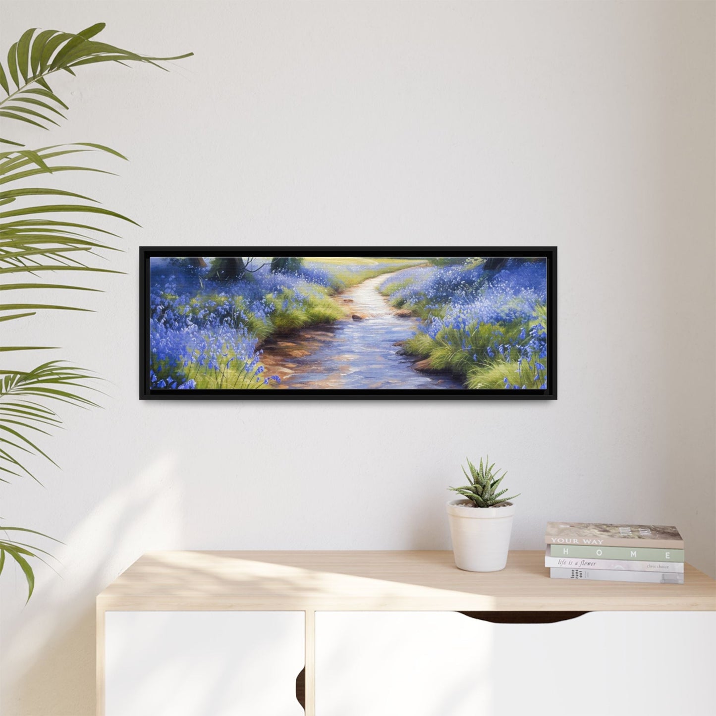 Bluebell Stream Wall Art - Serene Nature Landscape Canvas Print