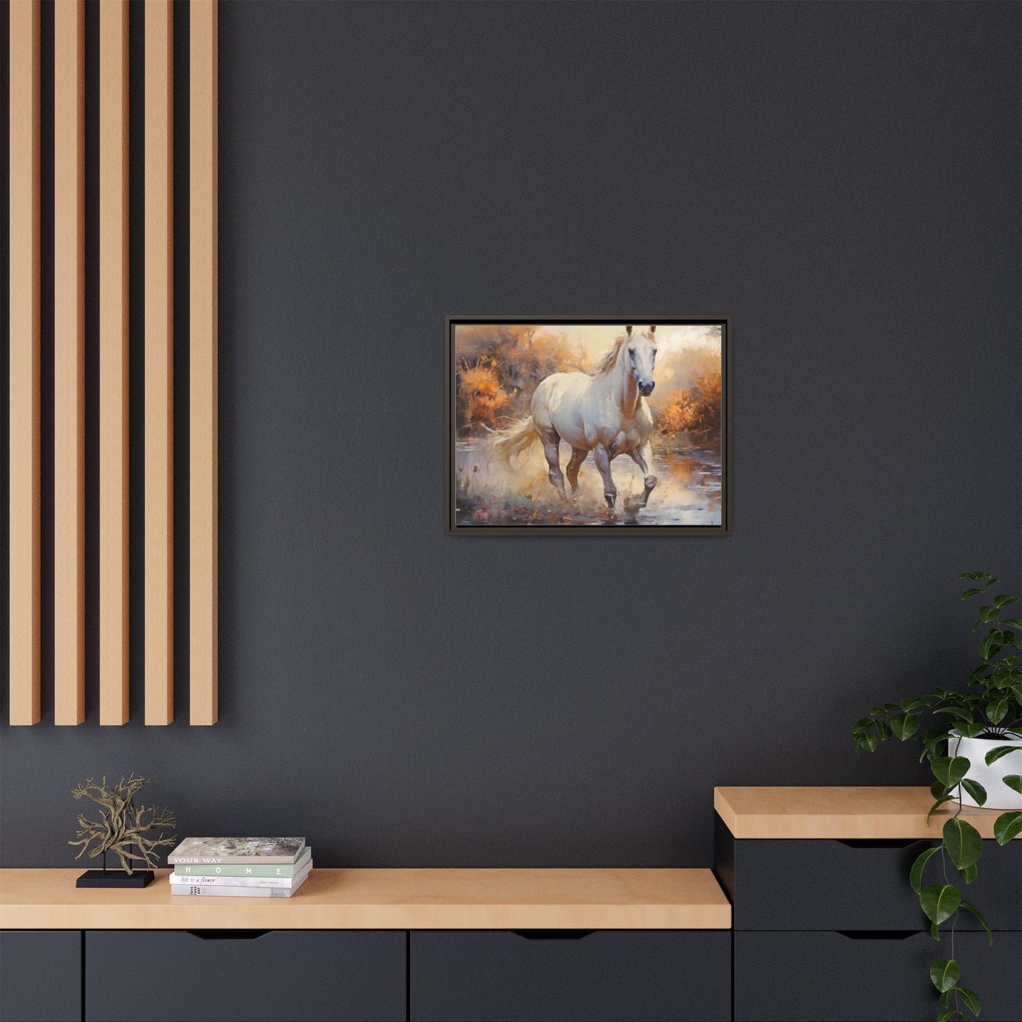 Arabian Horse – Elegant Pinewood Framed Wall Art for Timeless Décor