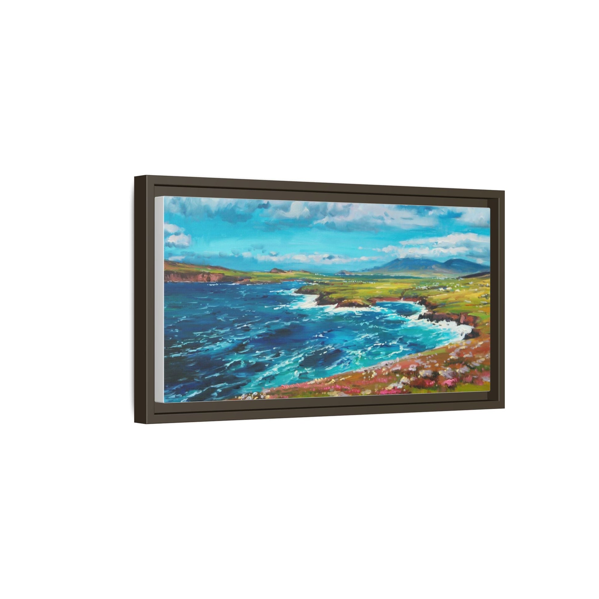 Dingle Peninsula wall art featuring a scenic view of Ireland's rugged coastline, printed on high-quality canvas with a premium frame.