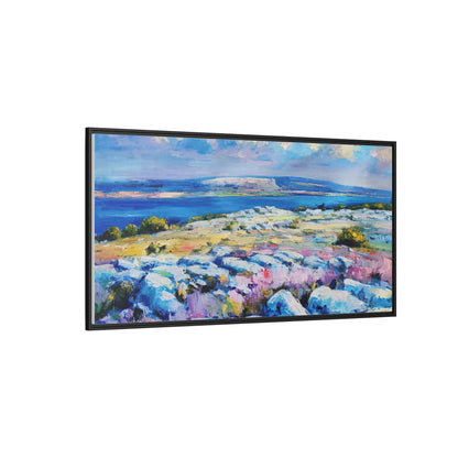 Burren 3 wall art featuring a scenic view of the Burren region in Ireland, printed on high-quality canvas with a premium frame for timeless décor