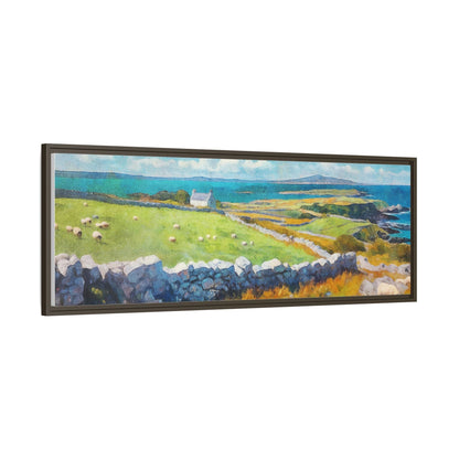 Far Flung Shores W.COL wall art featuring a serene coastal landscape, printed on high-quality canvas with a premium pinewood frame.