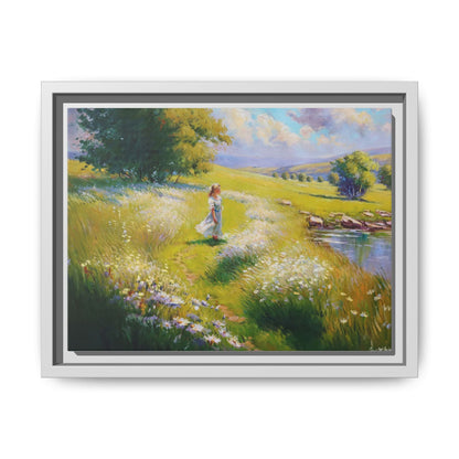 Young Girl By Lake Wall Art - Serene Portrait of a Girl by a Tranquil Lake for Home Décor