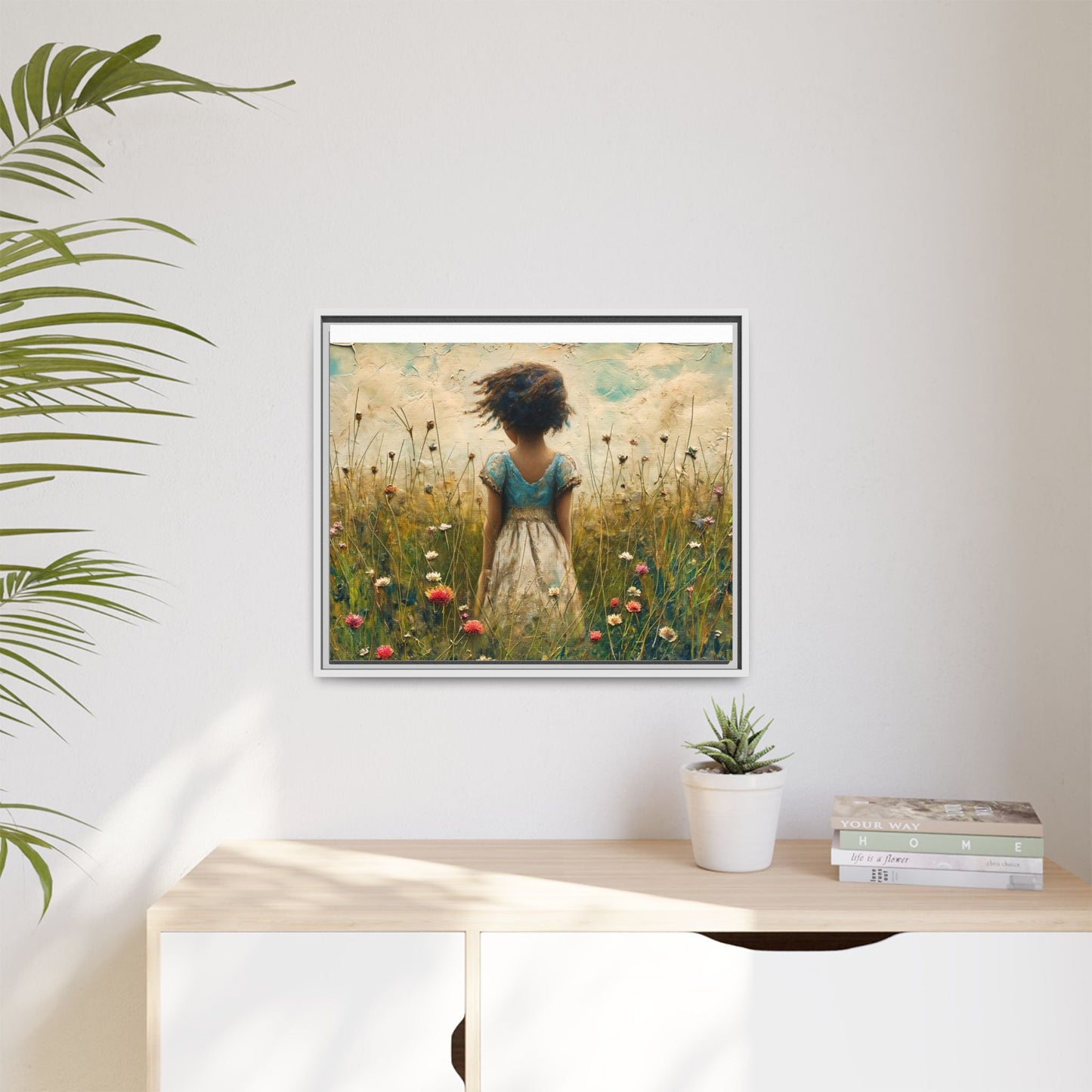 Young Girl In Flowers Wall Art - Graceful Portrait of Girl Surrounded by Flowers for Home Décor