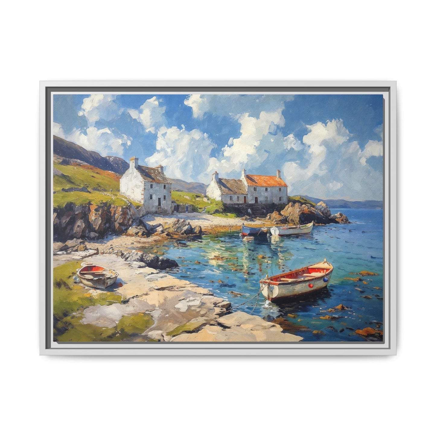 Island Harbour Coastal Landscape - Serene Wall Art Print for Home Décor