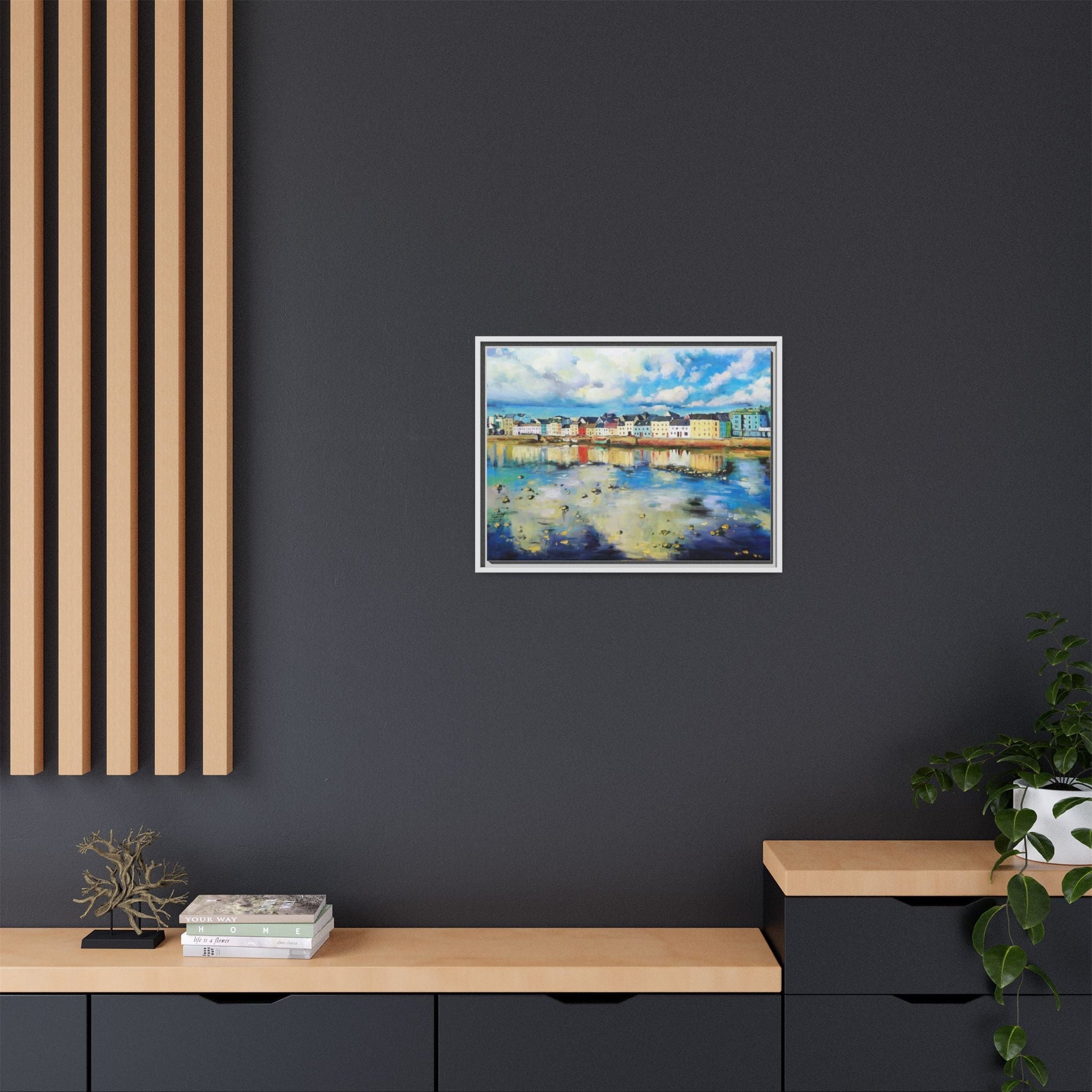 Galway Reflections wall art featuring serene Irish landscapes and water reflections, framed in premium quality wood.