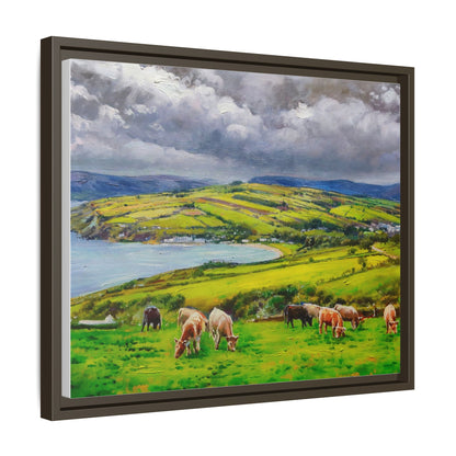 Cushendun Hills wall art showcasing rolling hills and scenic Irish landscapes, framed in high-quality materials for an elegant look.