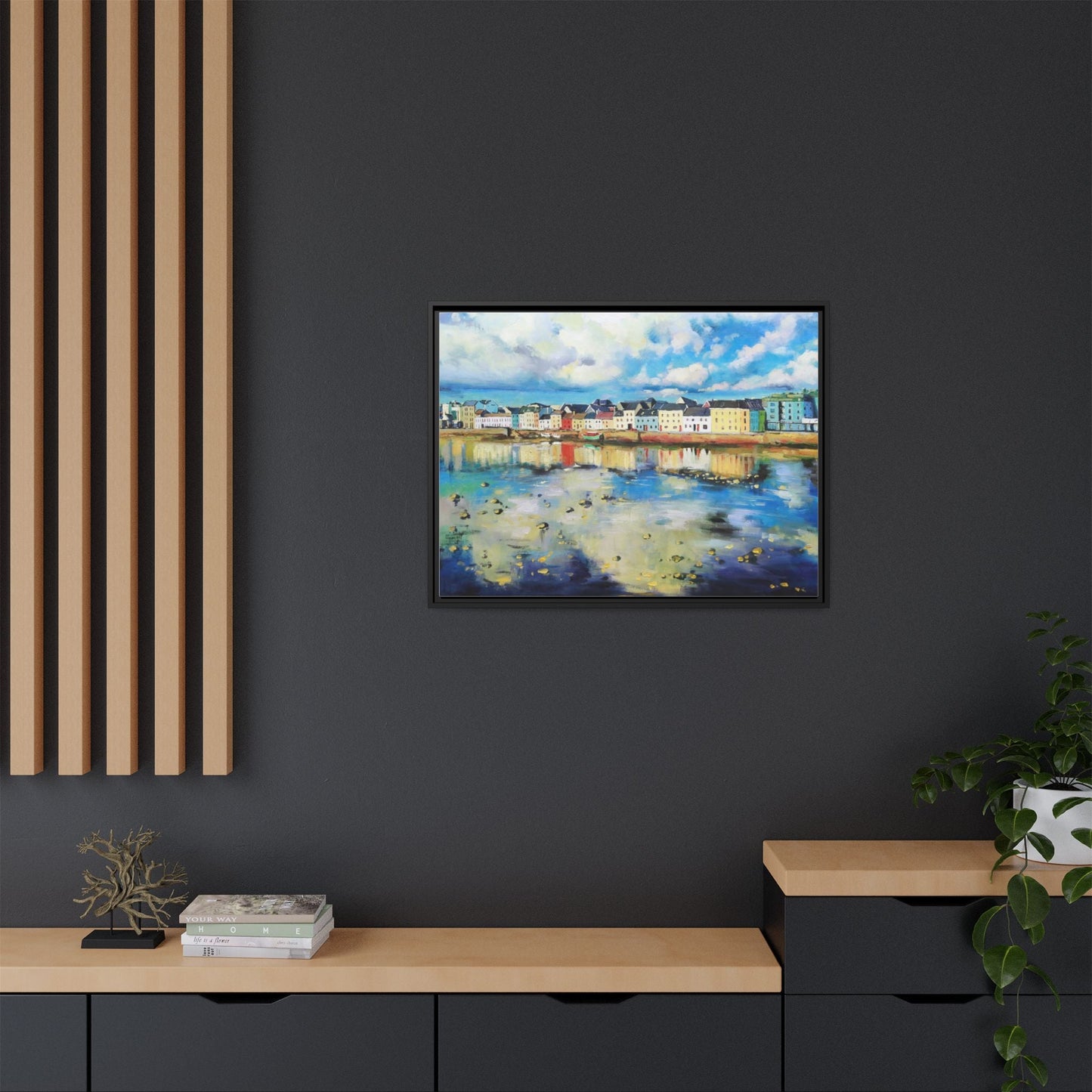 Galway Reflections wall art featuring serene Irish landscapes and water reflections, framed in premium quality wood.