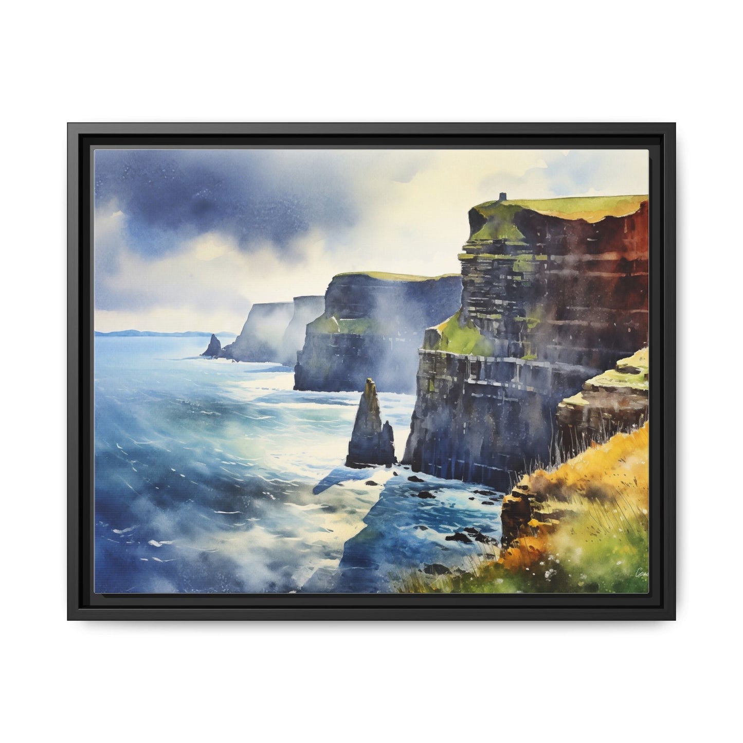 Watercolour of Cliffs of Moher  – Beautiful Coastal Landscape Canvas Print