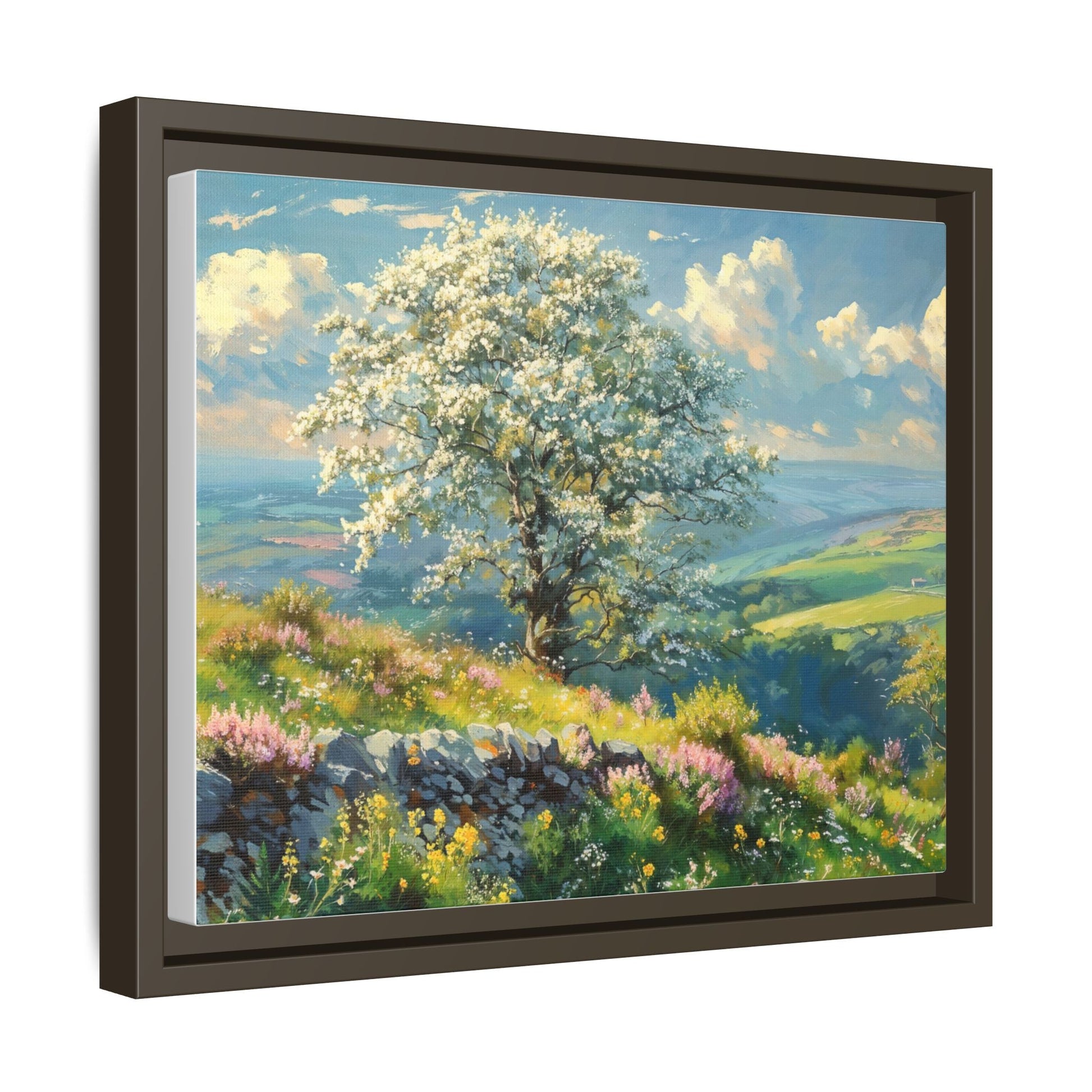 Whitethorn in Bloom wall art featuring a vibrant scene of blooming whitethorn trees, printed on high-quality canvas for a natural and timeless décor.