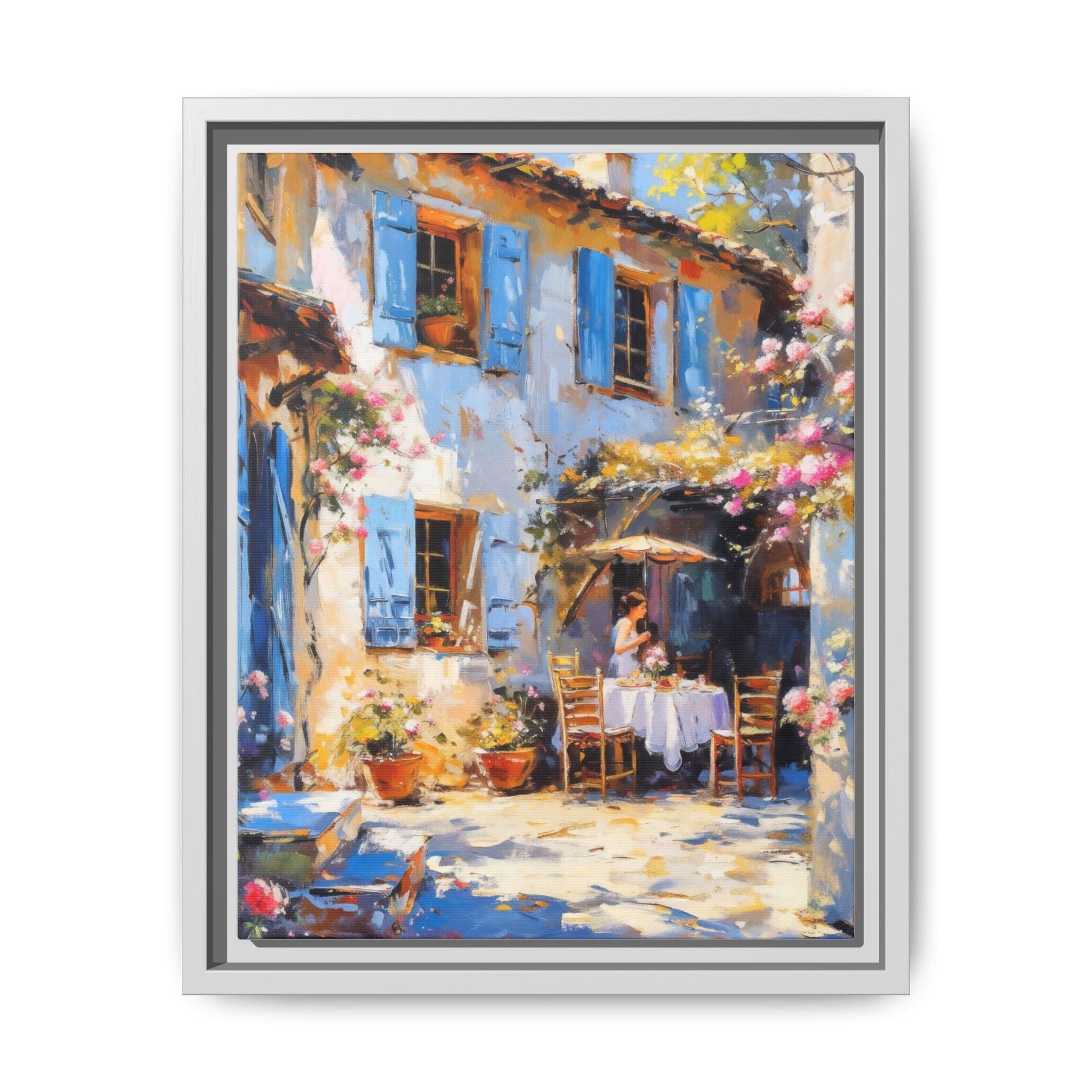 Premium Café Tables Frame with Cotton-Polyester Canvas Print