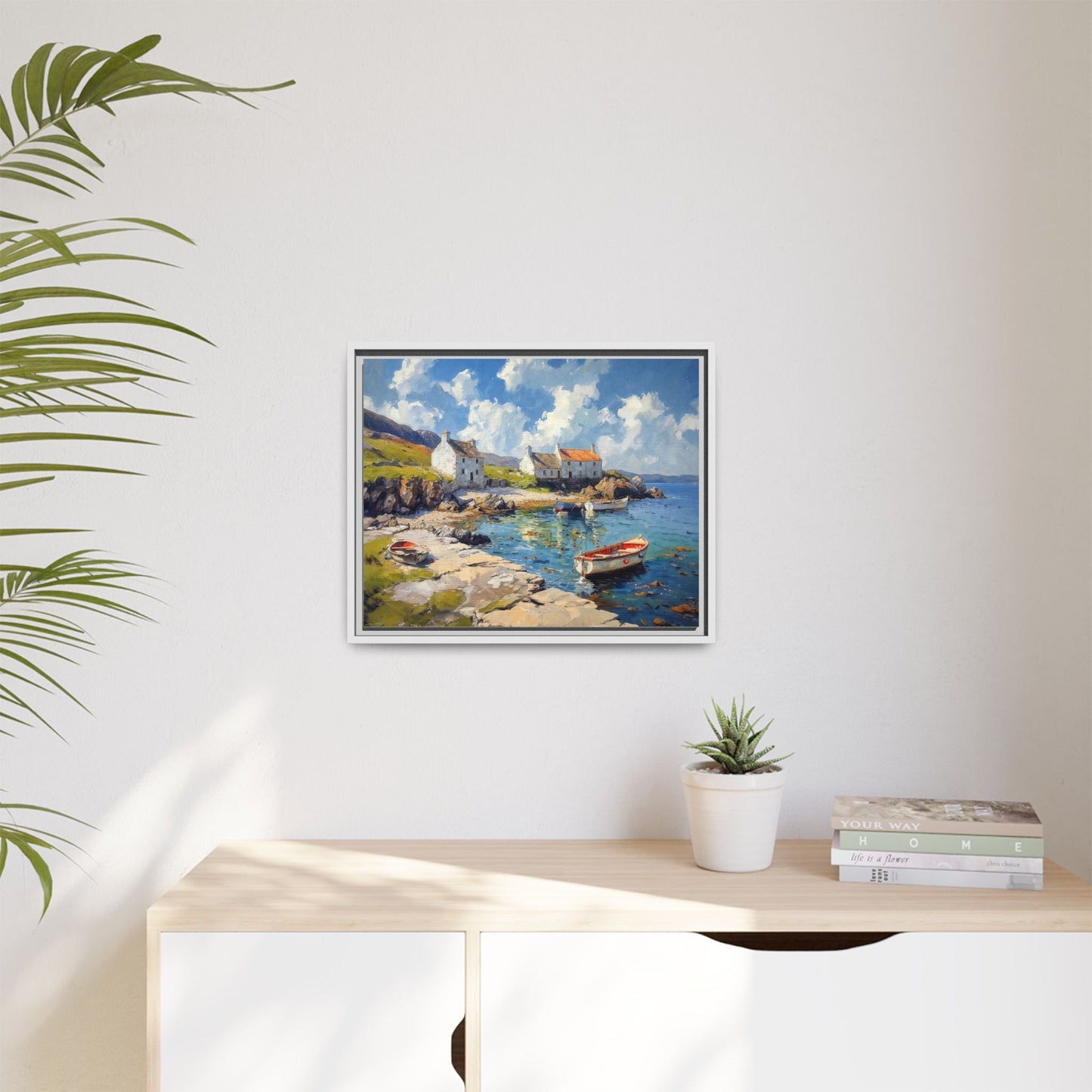 Island Harbour Coastal Landscape - Serene Wall Art Print for Home Décor