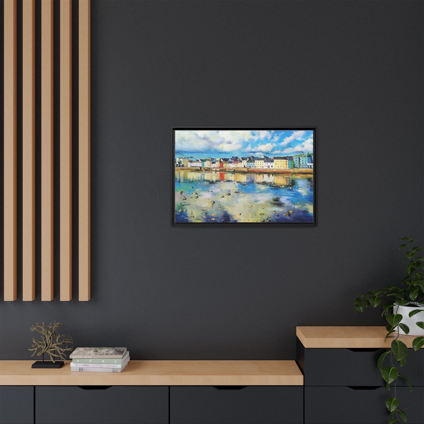 Galway Reflections wall art featuring serene Irish landscapes and water reflections, framed in premium quality wood.