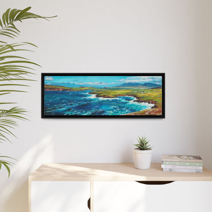 Dingle Peninsula wall art featuring a scenic view of Ireland's rugged coastline, printed on high-quality canvas with a premium frame.