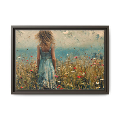 Young Girl Looking Out To Sea wall art, featuring a peaceful ocean view and a young girl in contemplation, printed on high-quality canvas for timeless décor.