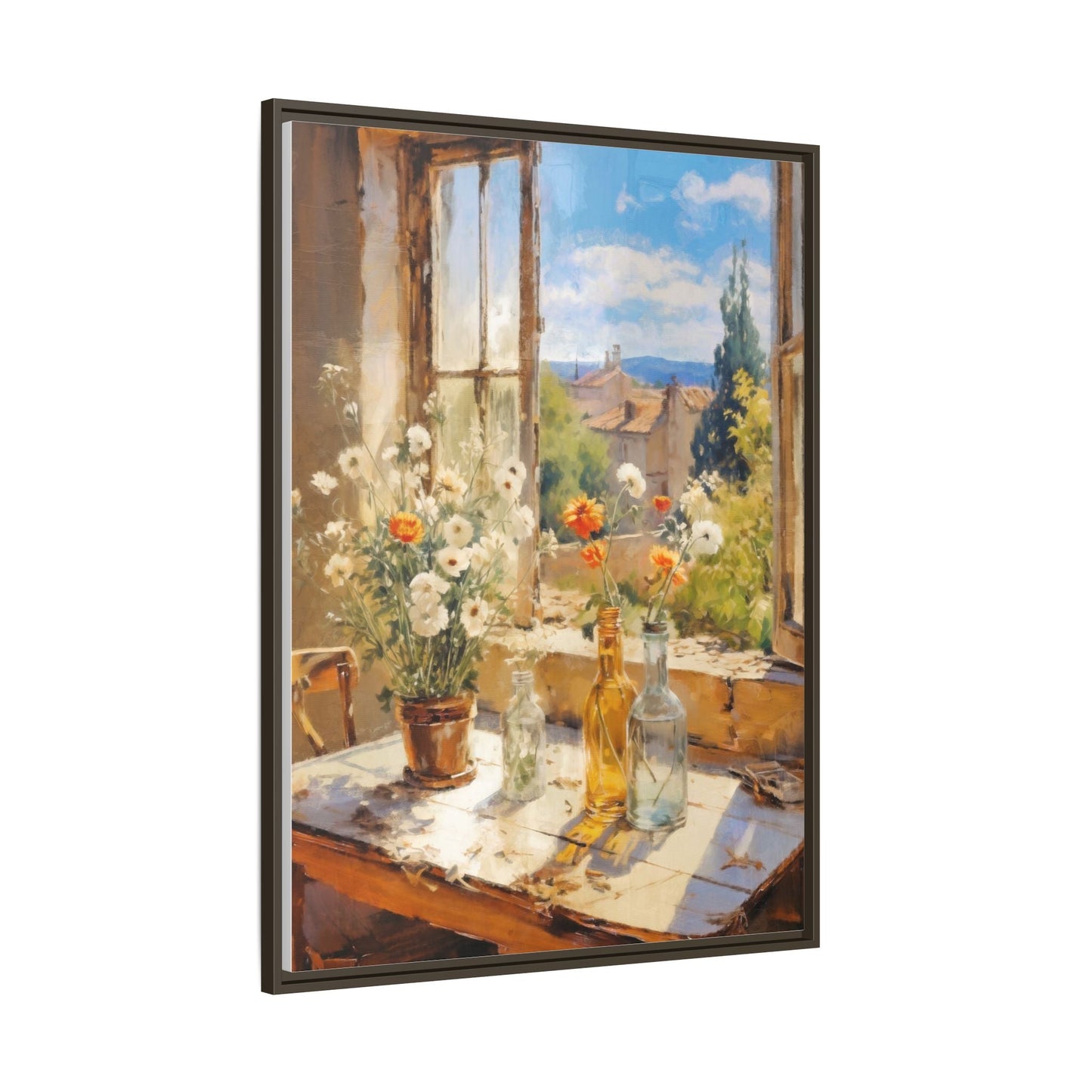 Summer Window – Elegant pinewood-framed wall art featuring a high-quality cotton-polyester canvas with vibrant colors and a timeless design.