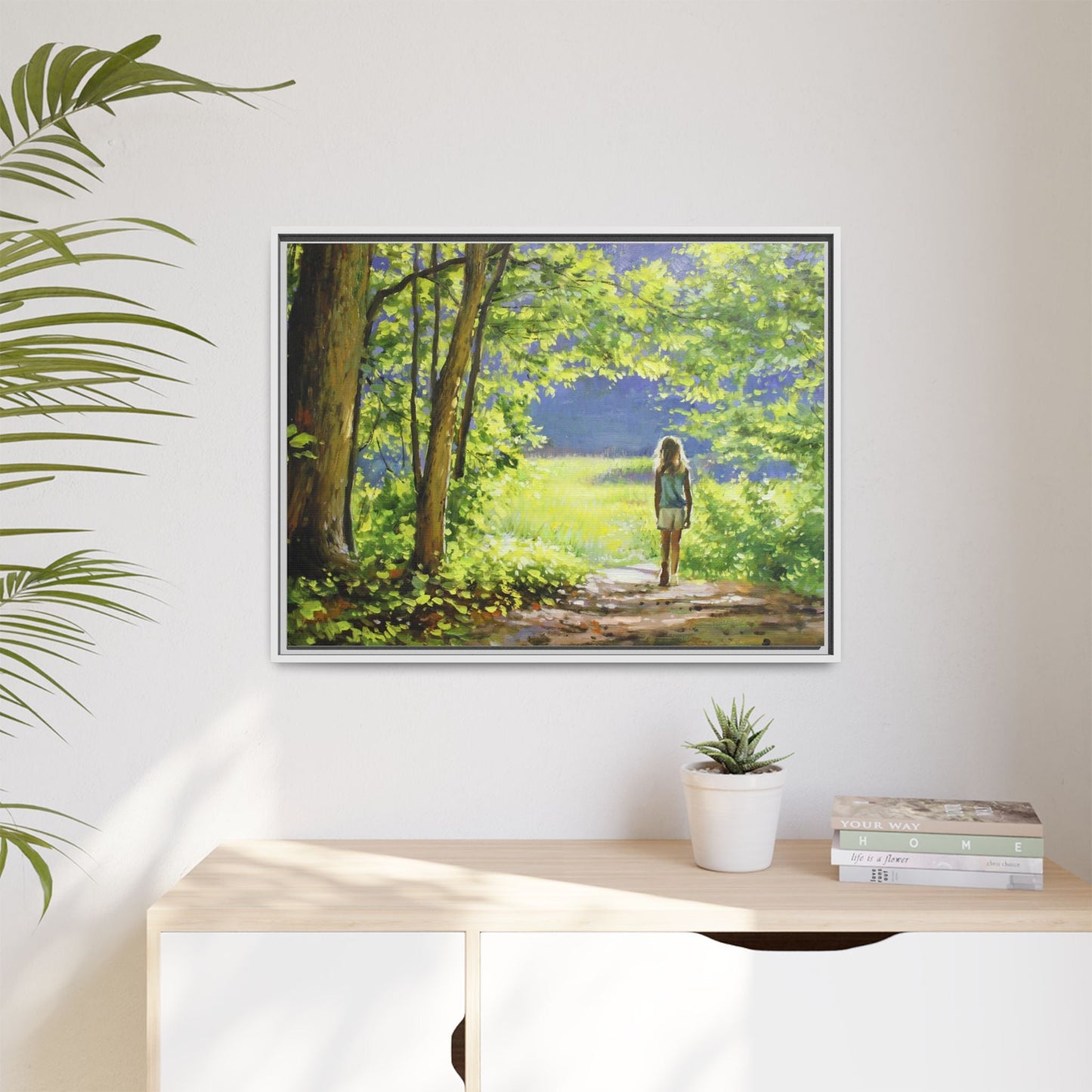 INTO THE LIGHT 11 – A captivating artwork featuring a luminous scene that evokes a sense of depth, movement, and serenity, framed in premium pinewood for timeless décor.