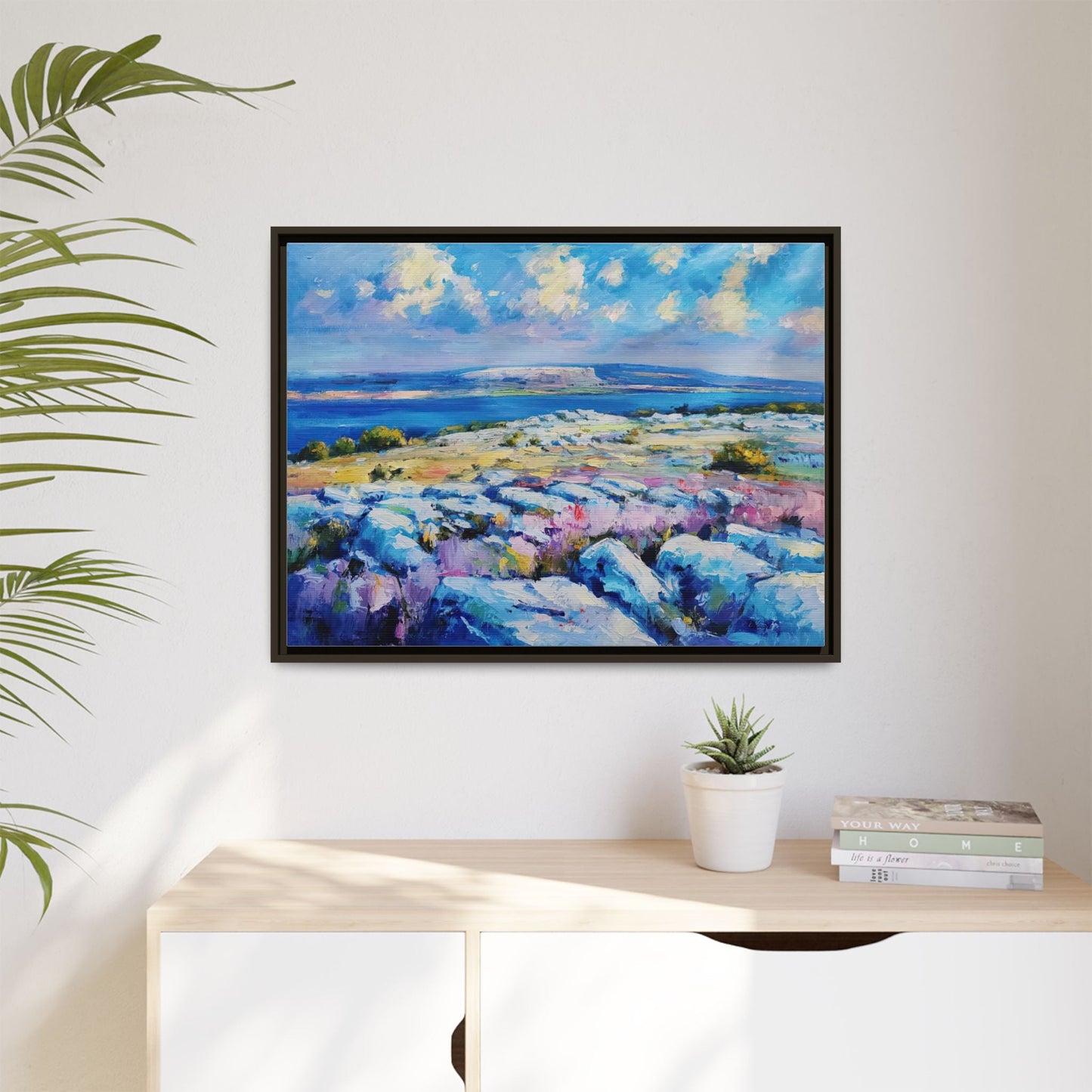 Burren 3 wall art featuring a scenic view of the Burren region in Ireland, printed on high-quality canvas with a premium frame for timeless décor