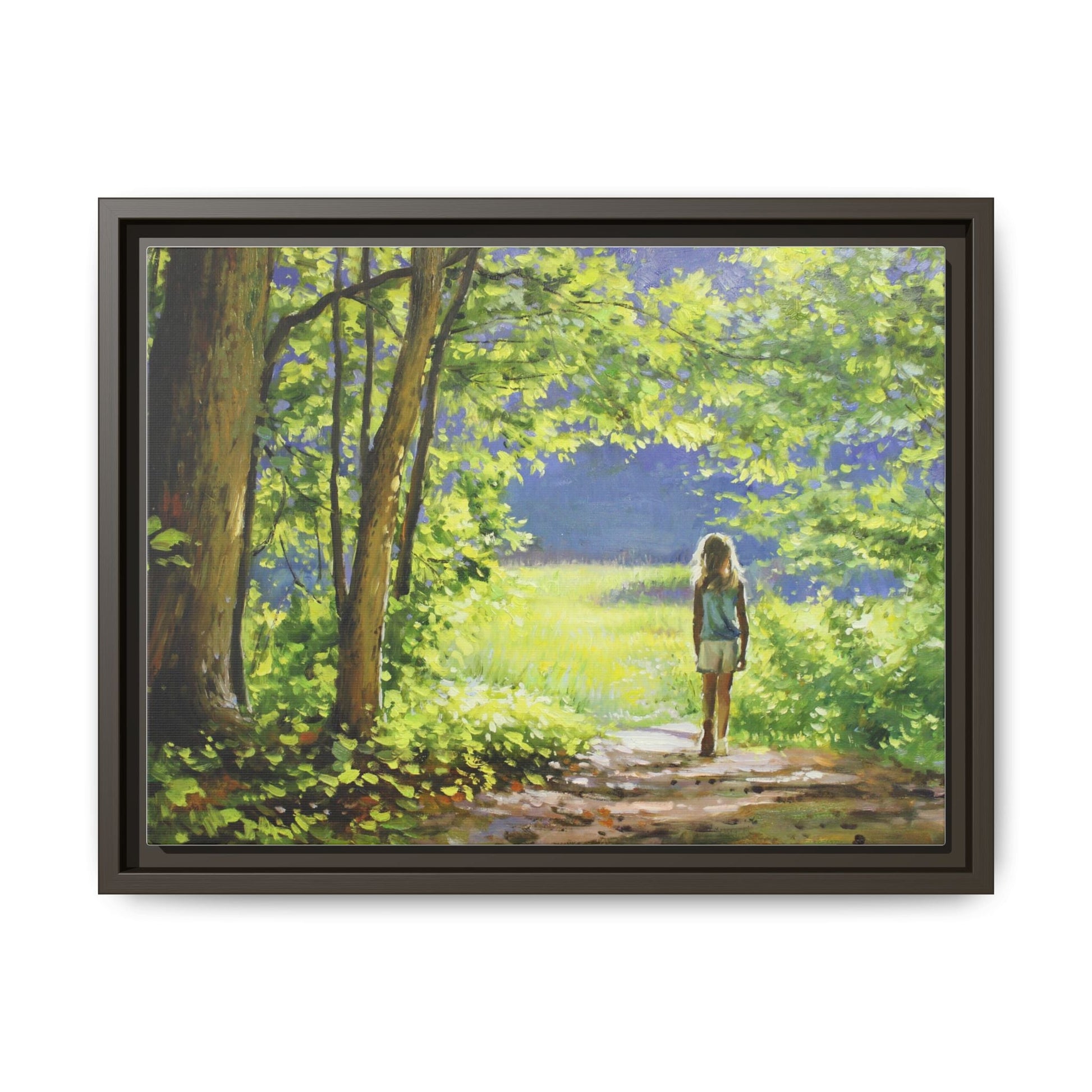 INTO THE LIGHT 11 – A captivating artwork featuring a luminous scene that evokes a sense of depth, movement, and serenity, framed in premium pinewood for timeless décor.