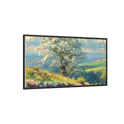 Whitethorn in Bloom wall art featuring a vibrant scene of blooming whitethorn trees, printed on high-quality canvas for a natural and timeless décor.