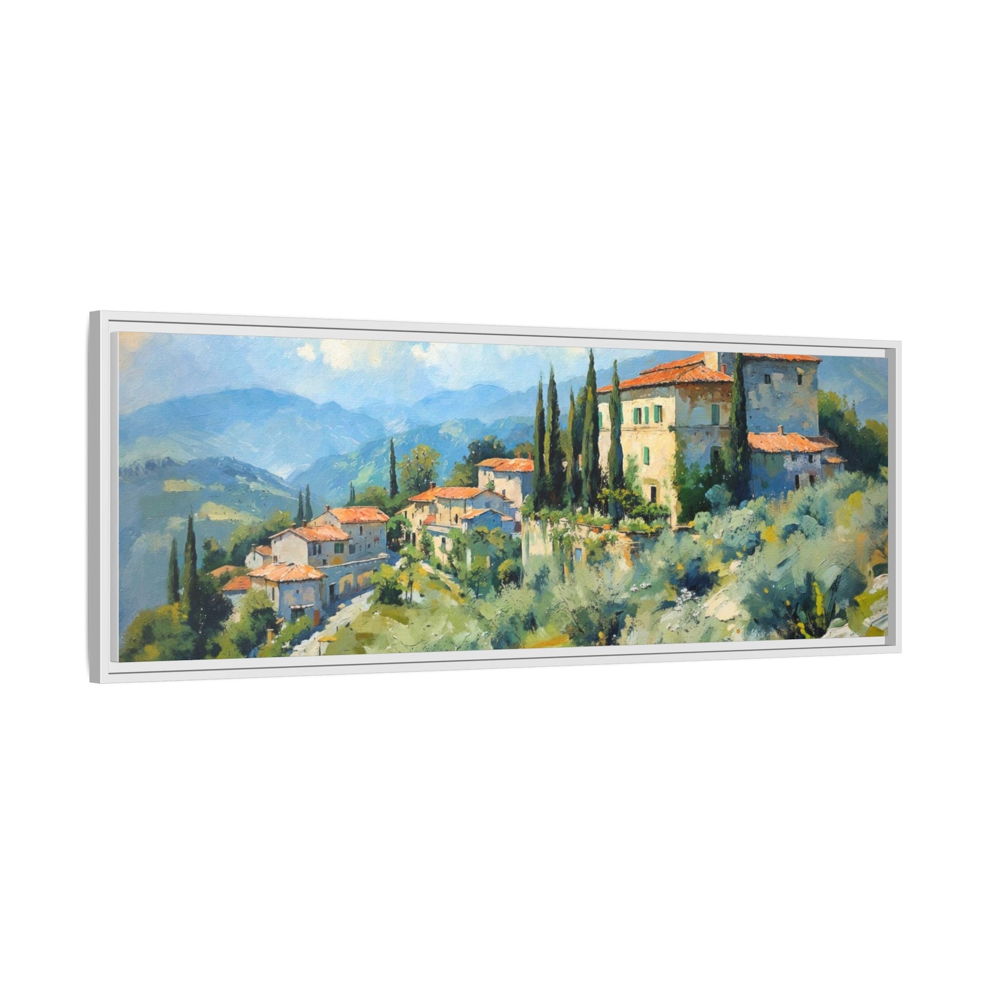 Tuscan Village on Hill - Captivating Italian Landscape Canvas Print for Timeless Home Décor