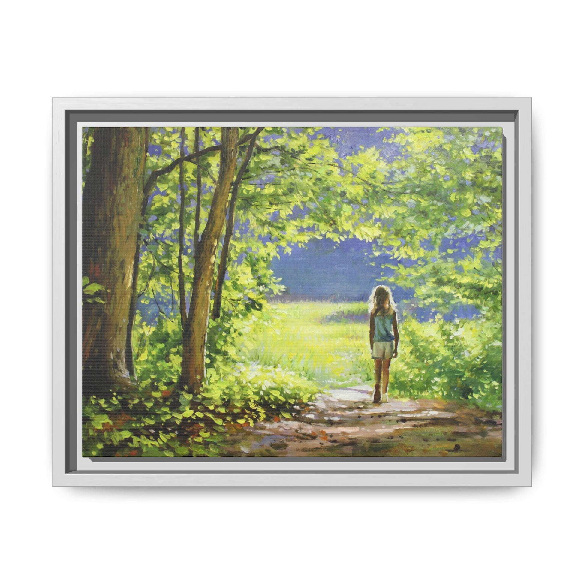 INTO THE LIGHT 11 – A captivating artwork featuring a luminous scene that evokes a sense of depth, movement, and serenity, framed in premium pinewood for timeless décor.