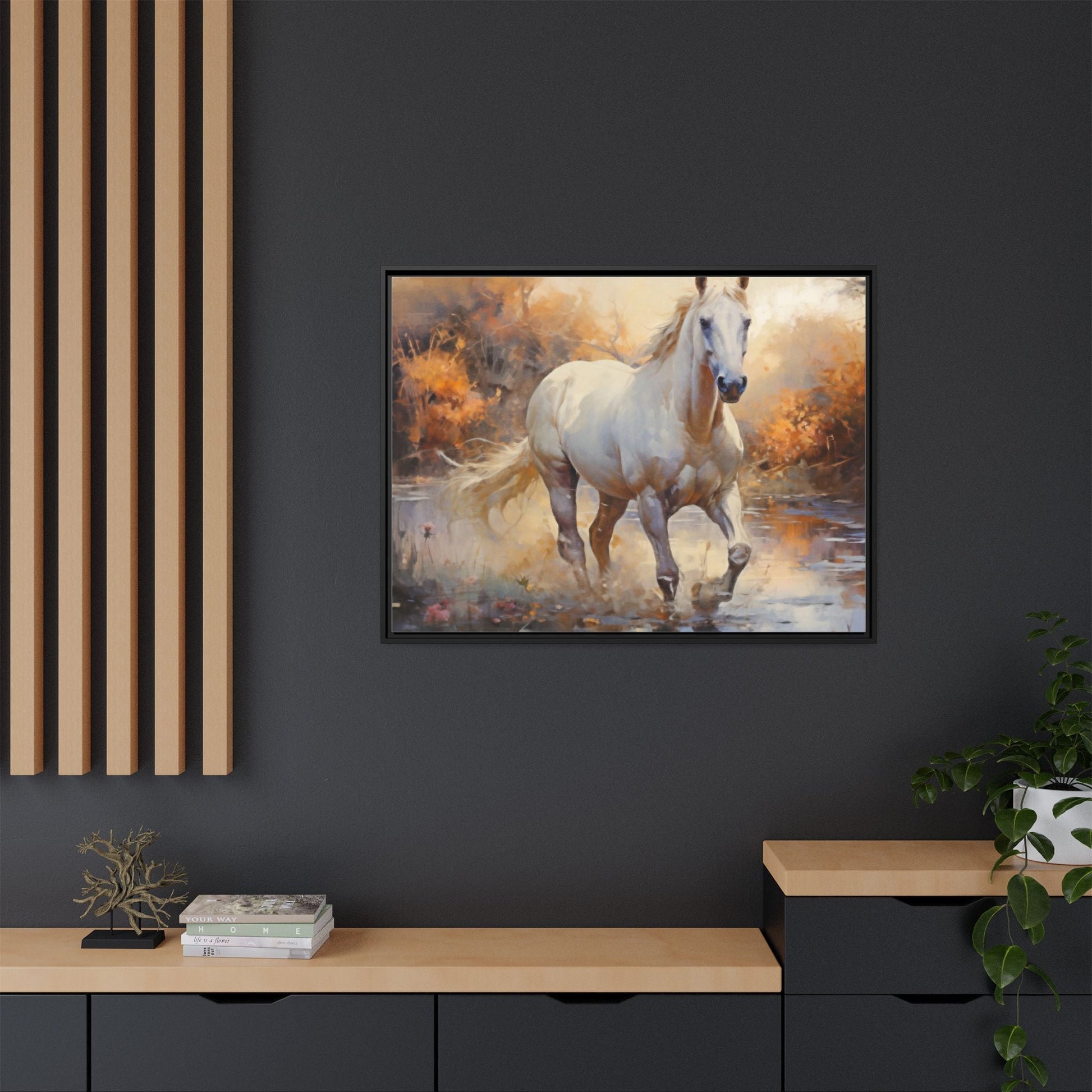 Arabian Horse – Elegant Pinewood Framed Wall Art for Timeless Décor