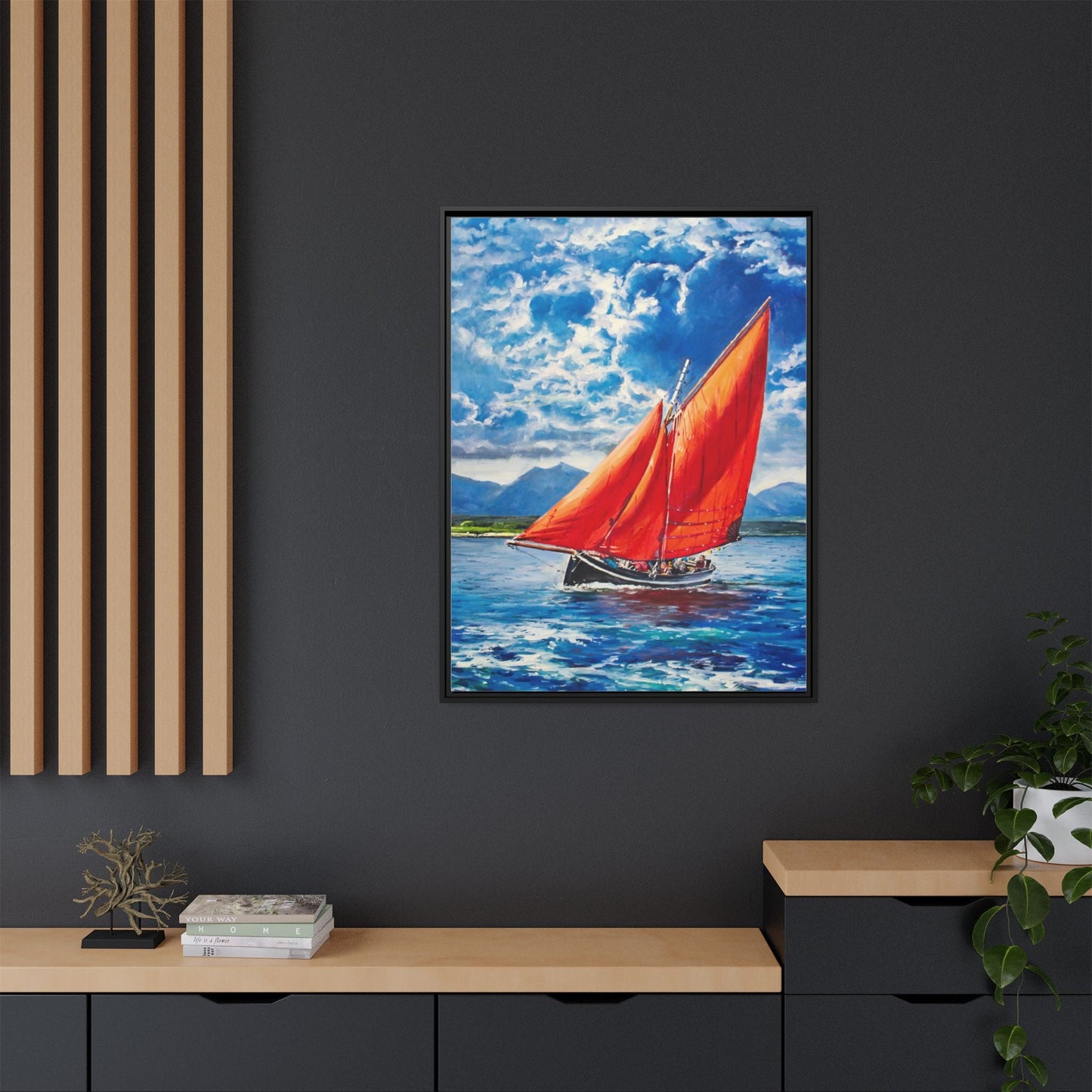 Single Galway Hooker – Premium Pinewood Art Frame for Timeless Décor