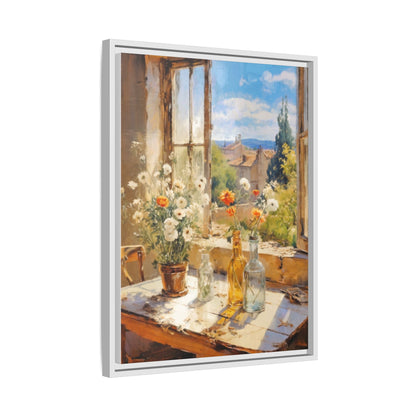 Summer Window – Elegant pinewood-framed wall art featuring a high-quality cotton-polyester canvas with vibrant colors and a timeless design.