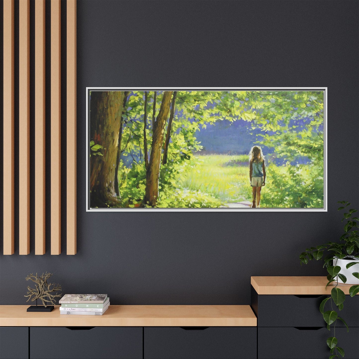 INTO THE LIGHT 11 – A captivating artwork featuring a luminous scene that evokes a sense of depth, movement, and serenity, framed in premium pinewood for timeless décor.