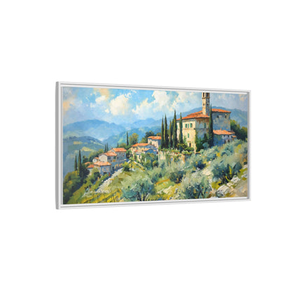 Tuscan Village on Hill - Captivating Italian Landscape Canvas Print for Timeless Home Décor