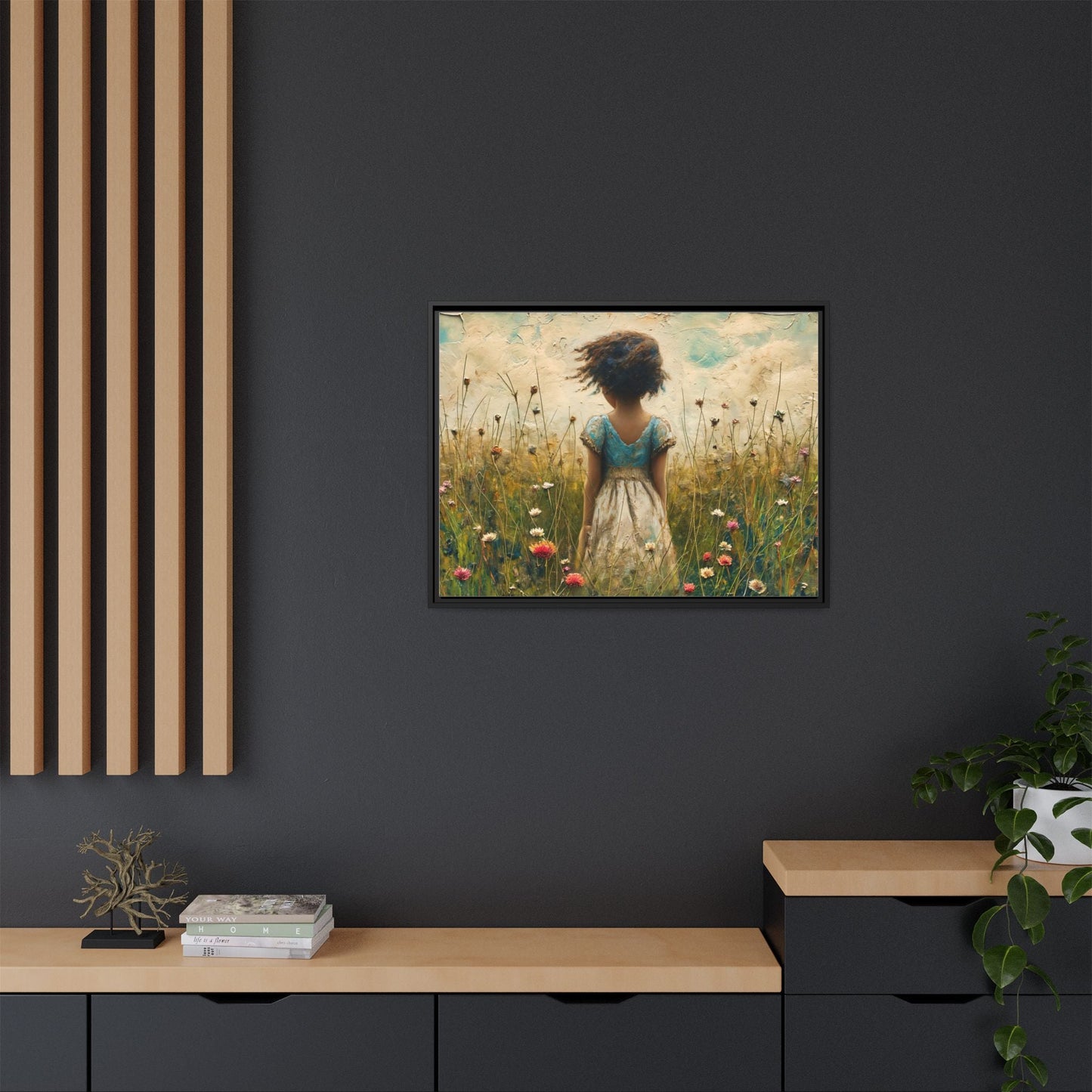 Young Girl In Flowers Wall Art - Graceful Portrait of Girl Surrounded by Flowers for Home Décor