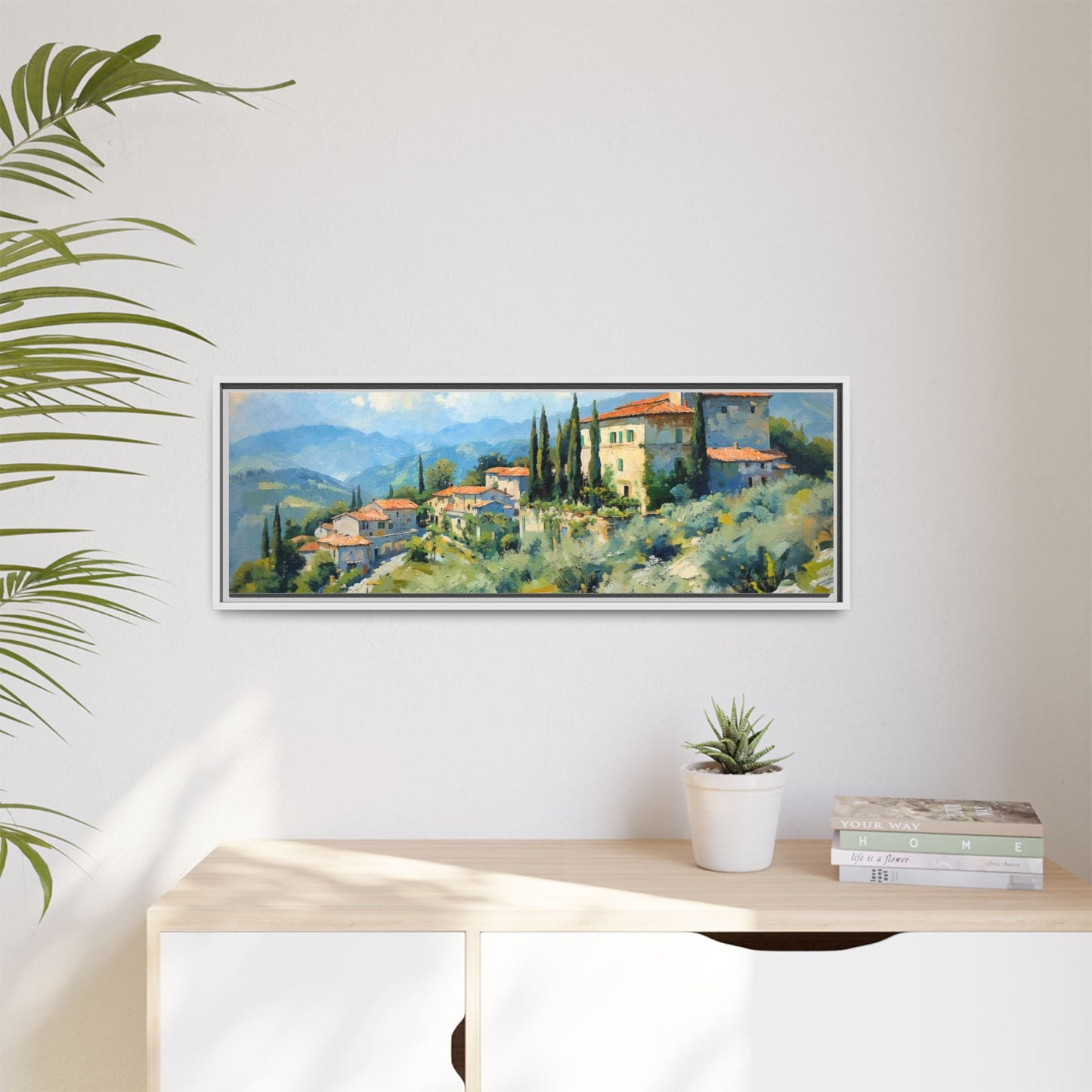 Tuscan Village on Hill - Captivating Italian Landscape Canvas Print for Timeless Home Décor