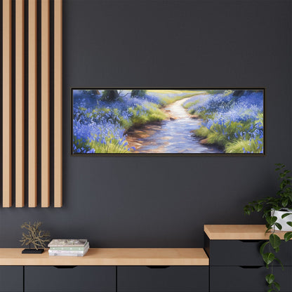 Bluebell Stream Wall Art - Serene Nature Landscape Canvas Print