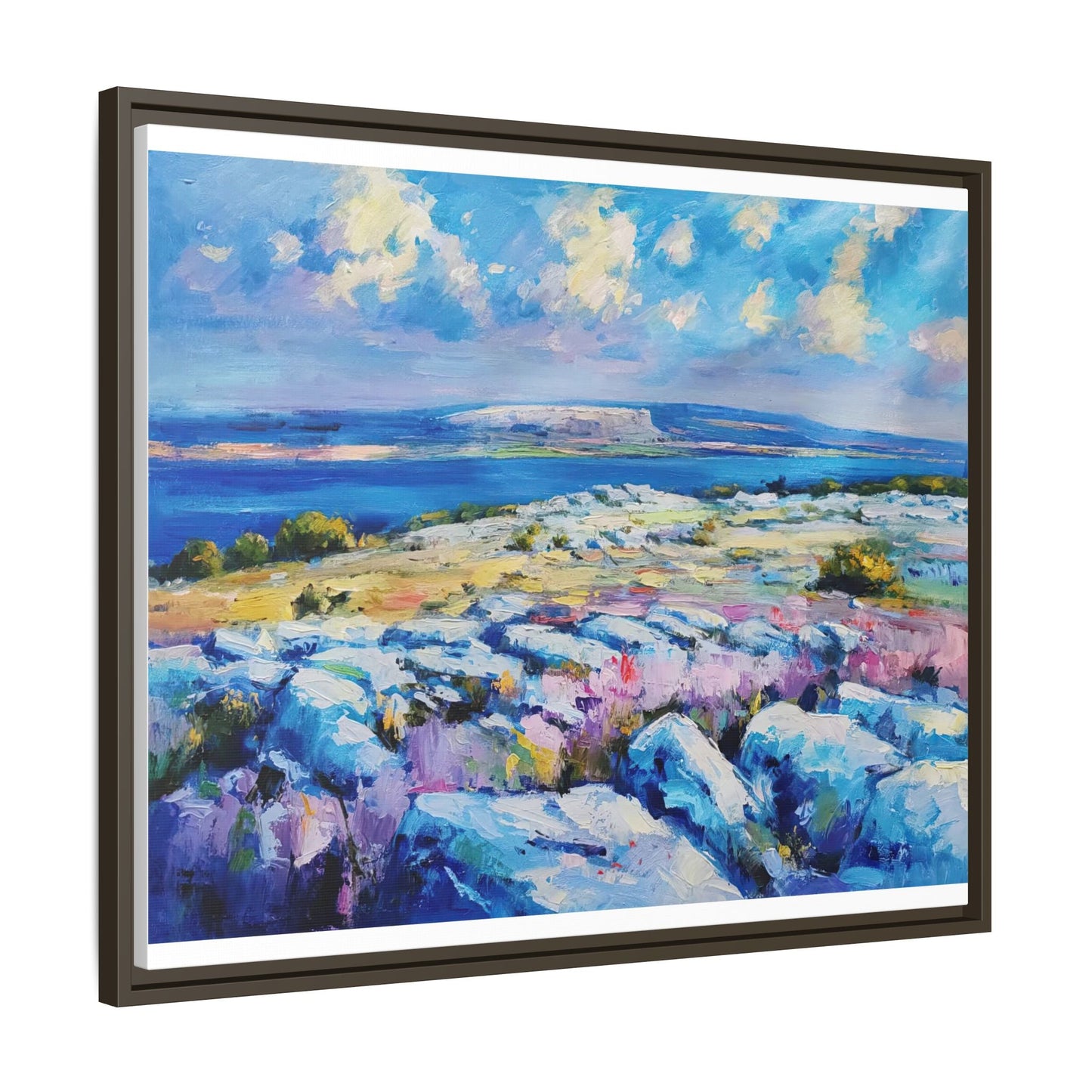 Burren 3 wall art featuring a scenic view of the Burren region in Ireland, printed on high-quality canvas with a premium frame for timeless décor