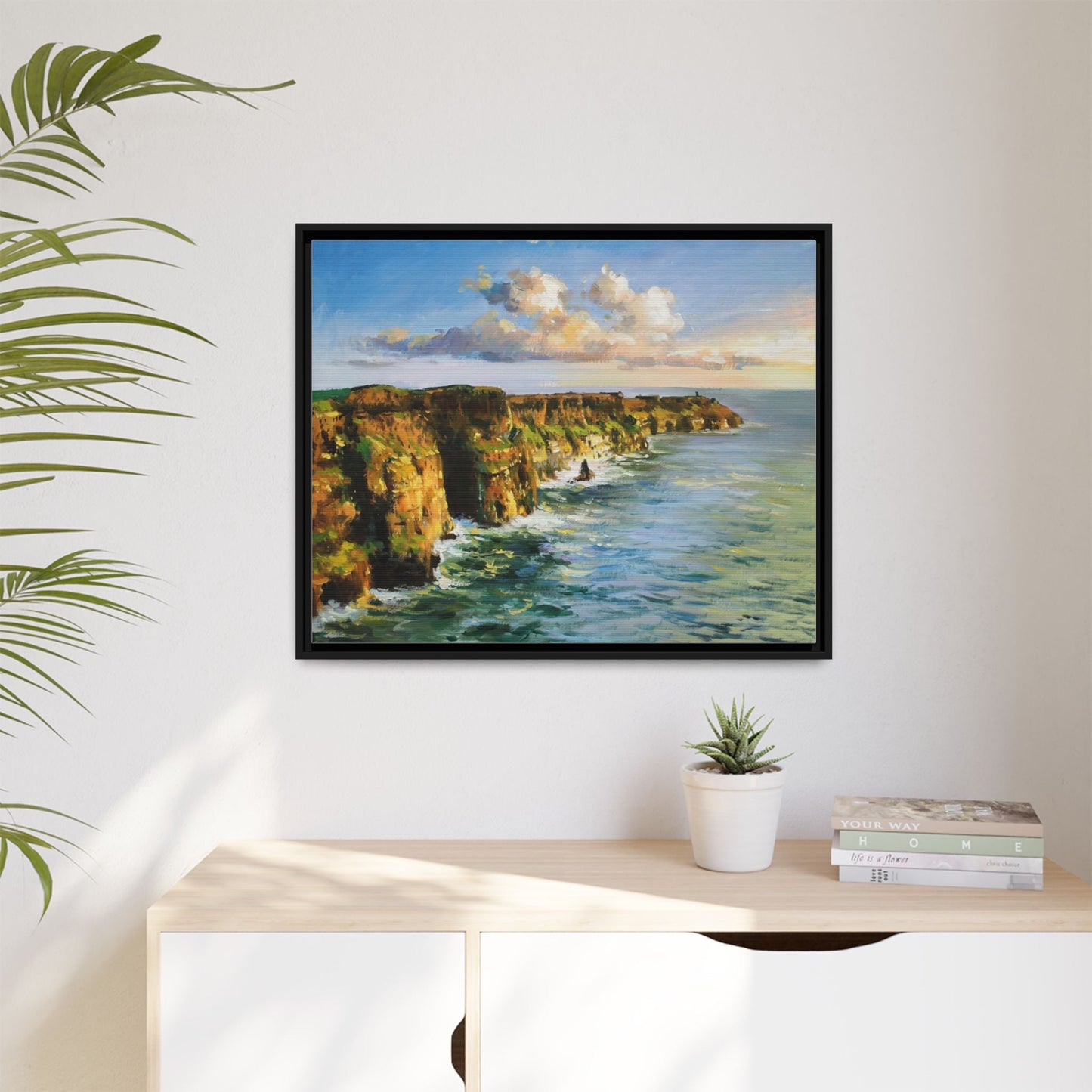 Cliffs of Moher wall art showcasing the dramatic Irish coastline, printed on high-quality canvas to bring natural beauty into your home décor.