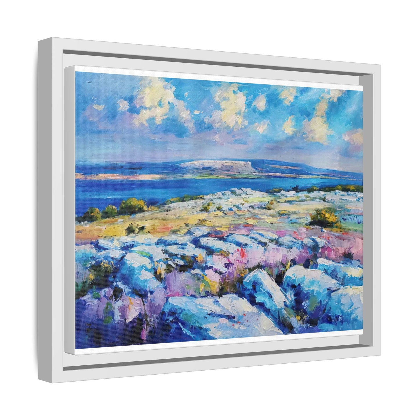 Burren 3 wall art featuring a scenic view of the Burren region in Ireland, printed on high-quality canvas with a premium frame for timeless décor