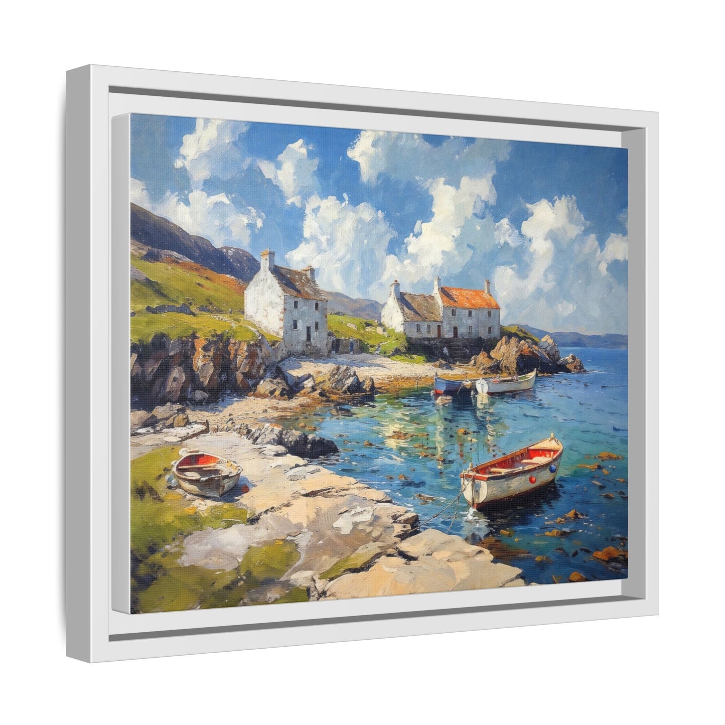 Island Harbour Coastal Landscape - Serene Wall Art Print for Home Décor