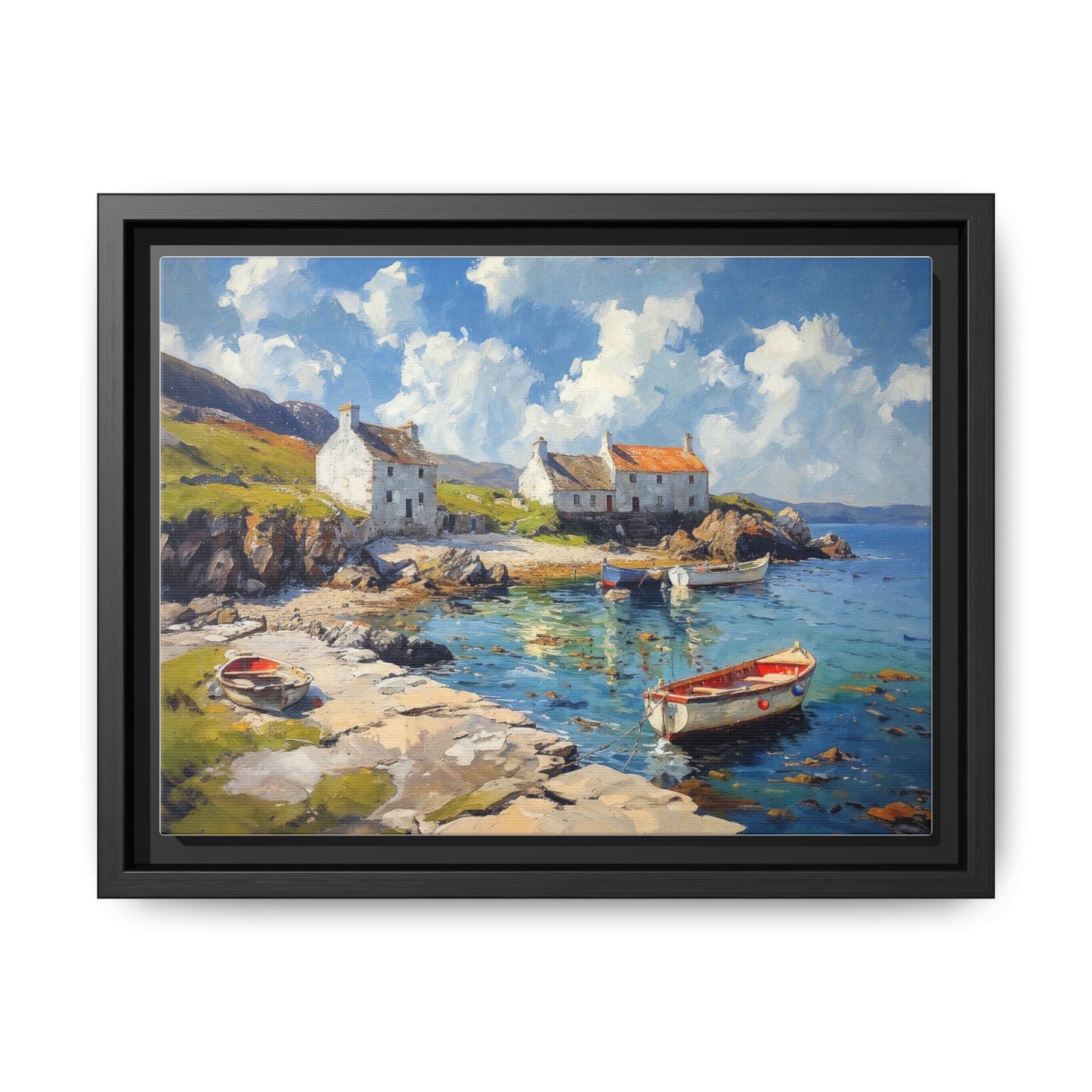 Island Harbour Coastal Landscape - Serene Wall Art Print for Home Décor