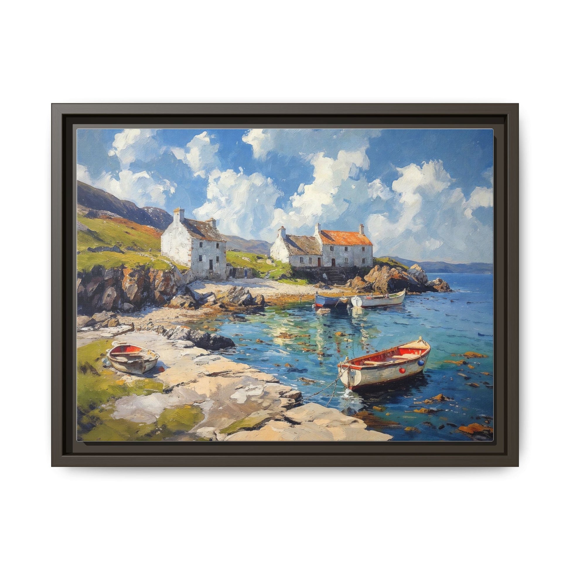 Island Harbour Coastal Landscape - Serene Wall Art Print for Home Décor