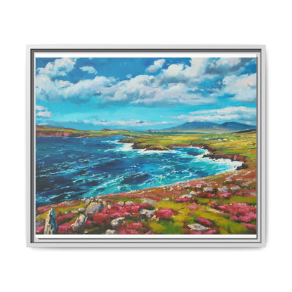 Dingle Peninsula wall art featuring a scenic view of Ireland's rugged coastline, printed on high-quality canvas with a premium frame.