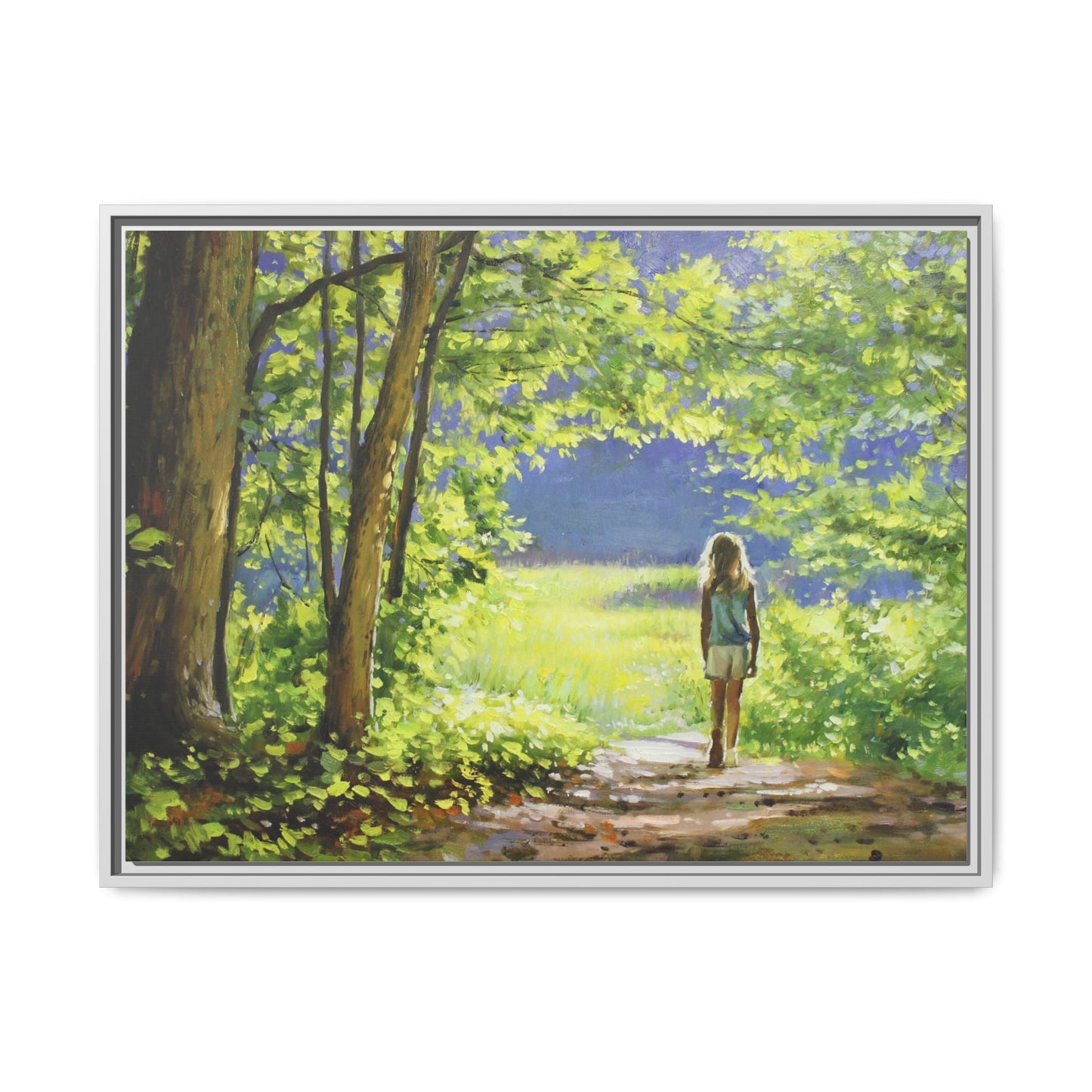 INTO THE LIGHT 11 – A captivating artwork featuring a luminous scene that evokes a sense of depth, movement, and serenity, framed in premium pinewood for timeless décor.