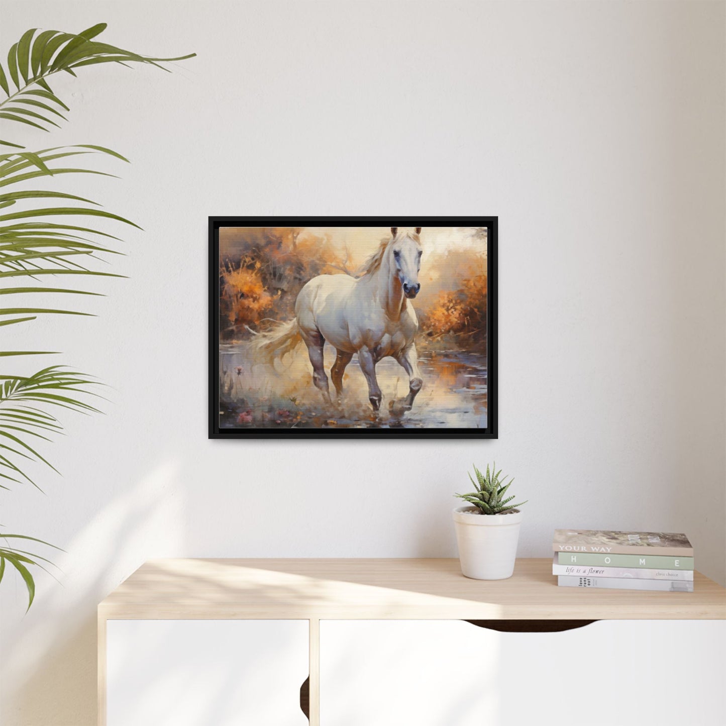 Arabian Horse – Elegant Pinewood Framed Wall Art for Timeless Décor