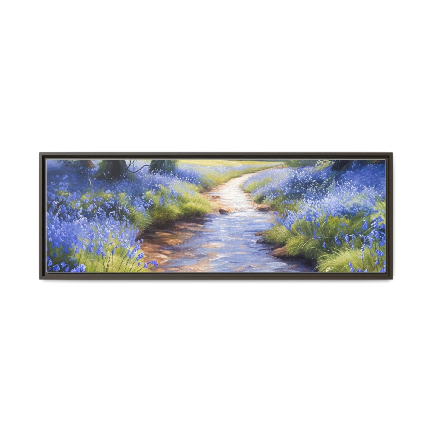 Bluebell Stream Wall Art - Serene Nature Landscape Canvas Print