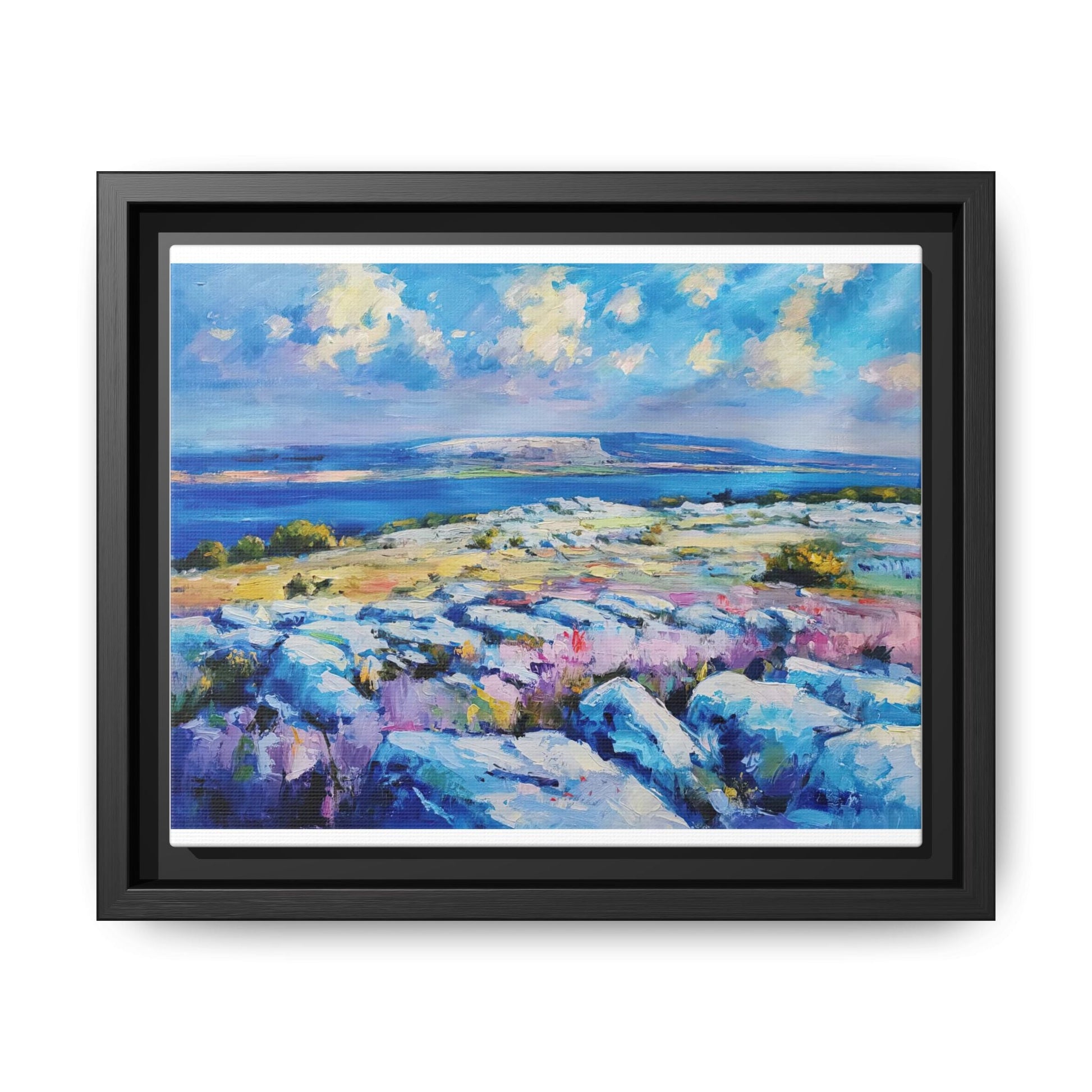 Burren 3 wall art featuring a scenic view of the Burren region in Ireland, printed on high-quality canvas with a premium frame for timeless décor