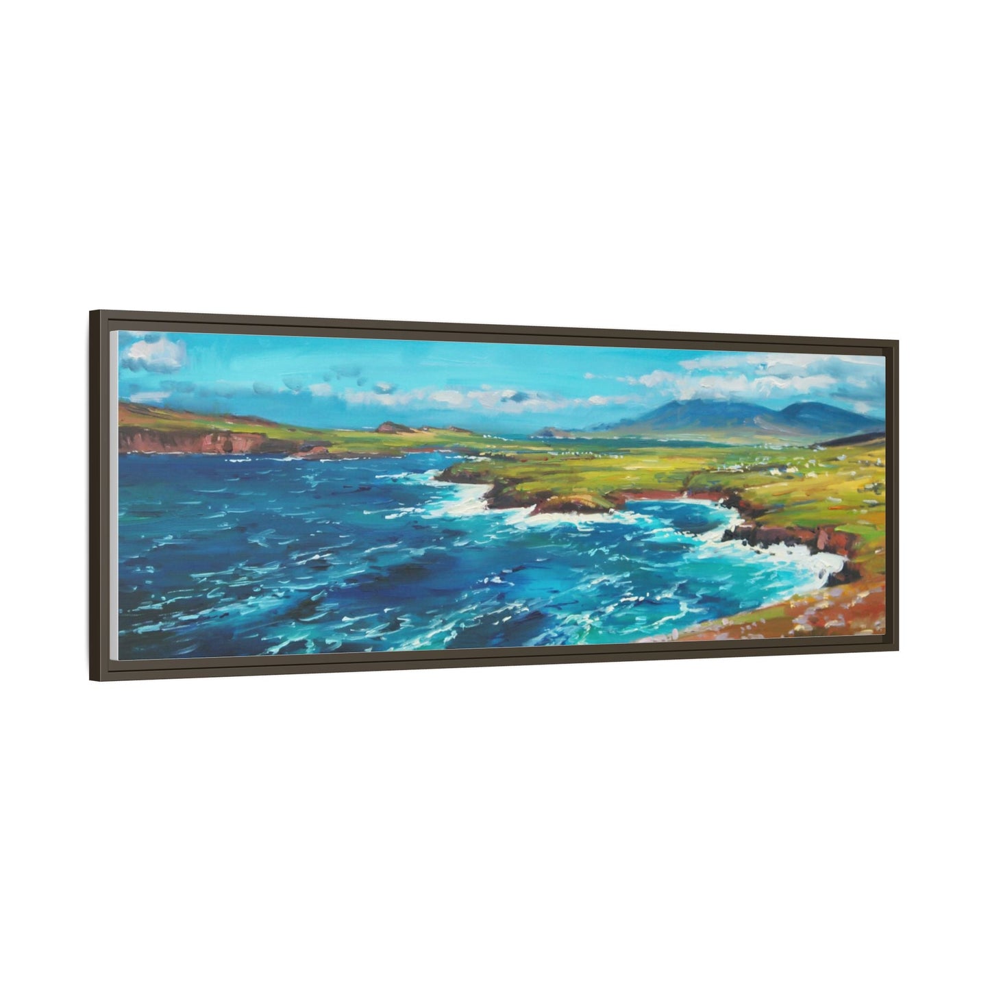 Dingle Peninsula wall art featuring a scenic view of Ireland's rugged coastline, printed on high-quality canvas with a premium frame.